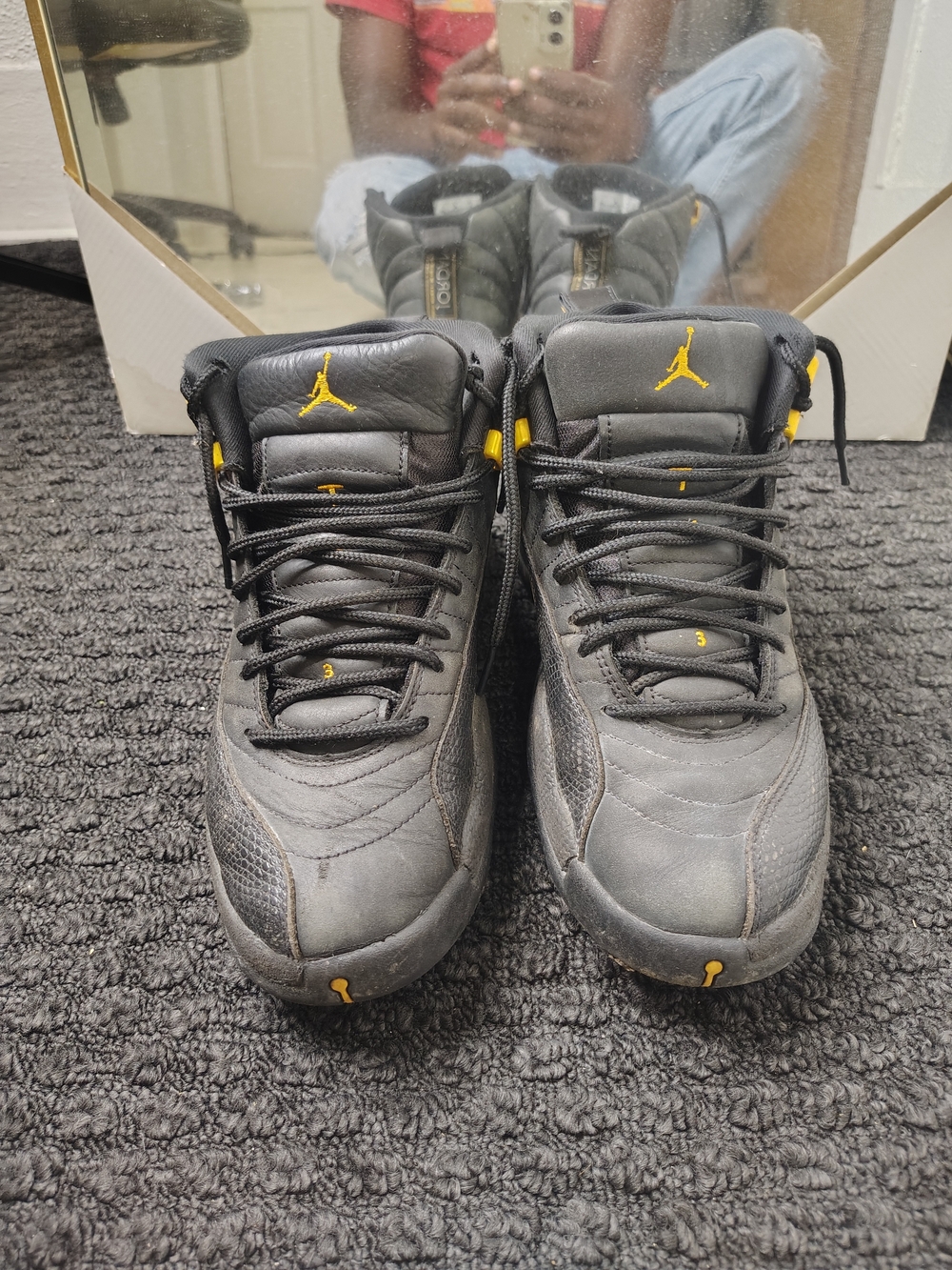 Jordan Men's Black and Yellow High-Top Sneakers